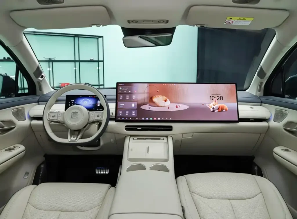 All-new BYD Tang EV interior, beige cabin with large central control screen