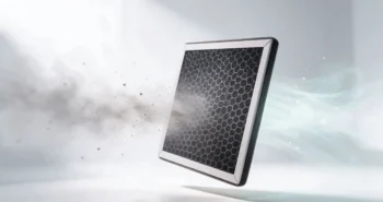 HiLUCK activated carbon cabin air filter trapping dust and pollen while clean air flows through